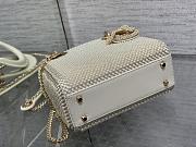 DIOR Metallic Satin Celestial Bead Embroidery Cannage Mini Lady Dior White - 5