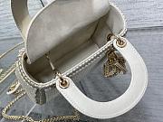 DIOR Metallic Satin Celestial Bead Embroidery Cannage Mini Lady Dior White - 2