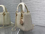 DIOR Metallic Satin Celestial Bead Embroidery Cannage Mini Lady Dior White - 4