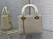 DIOR Metallic Satin Celestial Bead Embroidery Cannage Mini Lady Dior White - 3