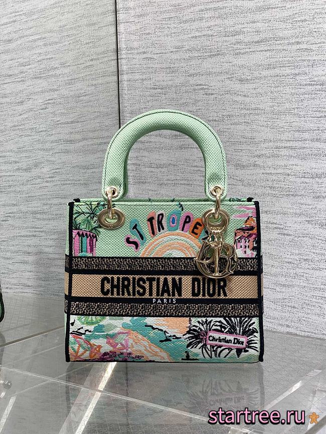 Dior Medium Lady D-Lite Bag Embroidery with Multicolor 001-24cm - 1