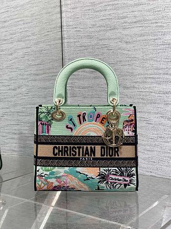 Dior Medium Lady D-Lite Bag Embroidery with Multicolor 001-24cm