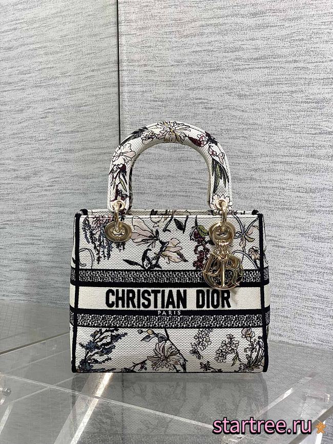 Dior Medium Lady D-Lite Bag Embroidery with Multicolor 003-24cm - 1