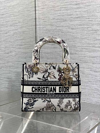 Dior Medium Lady D-Lite Bag Embroidery with Multicolor 003-24cm