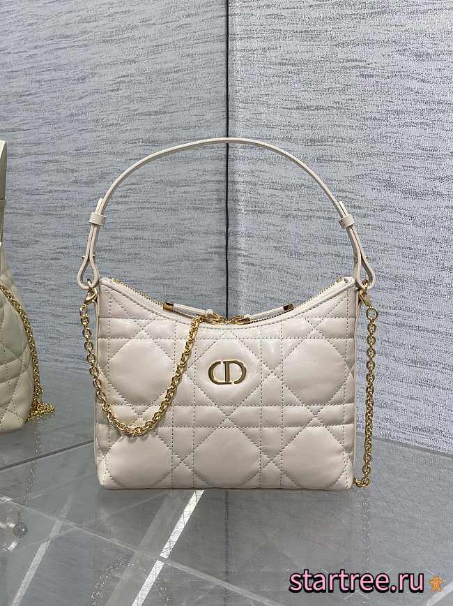 Dior Miss Caro Diorling Mini Bag with Chain Light White-19x17x7cm - 1