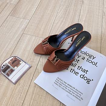 YSL Saint Lauren Mules in Brown With Letters