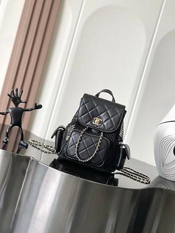 Chanel Backpack, Mesh, shiny lambskin-25*23*13cm