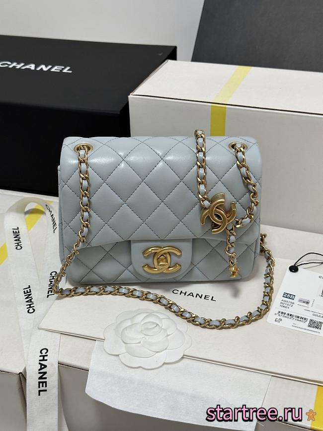 Chanel 25B Classic Flap Bag Blue-17cm - 1