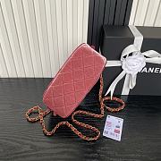 Chane Mini bowling bag, Velvet, calfskin Pink-11.5×20×8cm - 5
