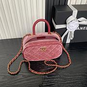 Chane Mini bowling bag, Velvet, calfskin Pink-11.5×20×8cm - 2