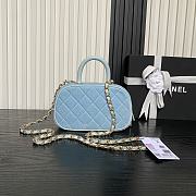 Chane Mini bowling bag, Velvet, calfskin Blue-11.5×20×8cm - 4