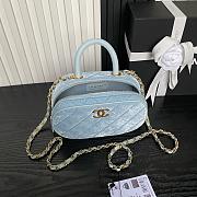 Chane Mini bowling bag, Velvet, calfskin Blue-11.5×20×8cm - 3