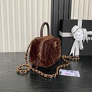 Chane Mini bowling bag, Velvet, calfskin Dark Brown-11.5×20×8cm - 2