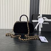 Chane Mini bowling bag, Velvet, calfskin Black-11.5×20×8cm - 4
