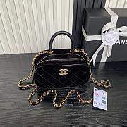 Chane Mini bowling bag, Velvet, calfskin Black-11.5×20×8cm - 3