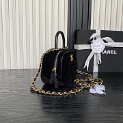 Chane Mini bowling bag, Velvet, calfskin Black-11.5×20×8cm - 2