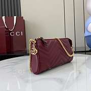 GG Marmont Small pochette with chain in Rosso Ancora red leather-20x18x11x3.5cm - 5