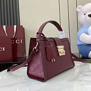 Gucci Padlock medium top handle bag in Rosso Ancora red GG leather-25.5x17.5x10cm - 6