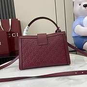 Gucci Padlock medium top handle bag in Rosso Ancora red GG leather-25.5x17.5x10cm - 4