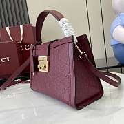 Gucci Padlock medium top handle bag in Rosso Ancora red GG leather-25.5x17.5x10cm - 3