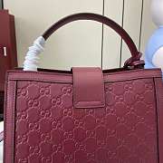 Gucci Padlock medium top handle bag in Rosso Ancora red GG leather-25.5x17.5x10cm - 2