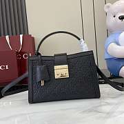 Gucci Padlock medium top handle bag in Rosso Black GG leather-25.5x17.5x10cm - 1