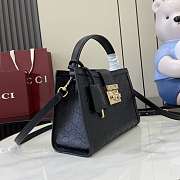 Gucci Padlock medium top handle bag in Rosso Black GG leather-25.5x17.5x10cm - 3