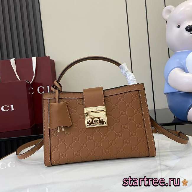 Gucci Padlock medium top handle bag in Brown GG leather-25.5x17.5x10cm - 1