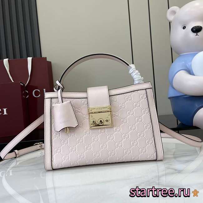 Gucci Padlock medium top handle bag in Pink GG leather-25.5x17.5x10cm - 1
