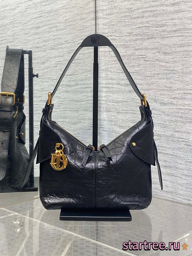 Dior Medium Voyage Bag Black Black Crinkled Calfskin-28CM - 1