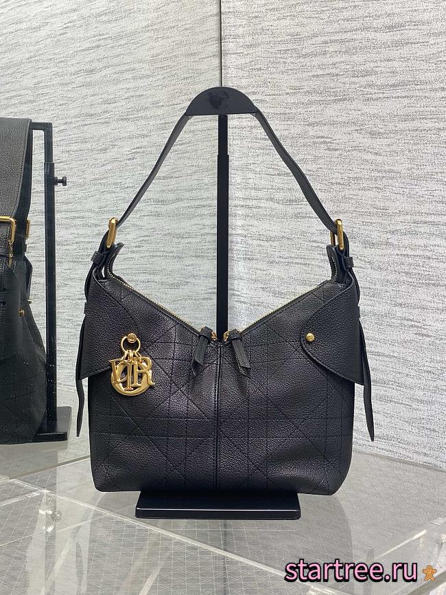Dior Medium Voyage Bag Black Flat Macrocannage Crinkled Calfskin-28cm - 1
