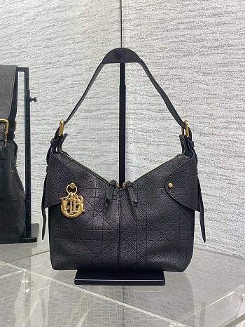 Dior Medium Voyage Bag Black Flat Macrocannage Crinkled Calfskin-28cm
