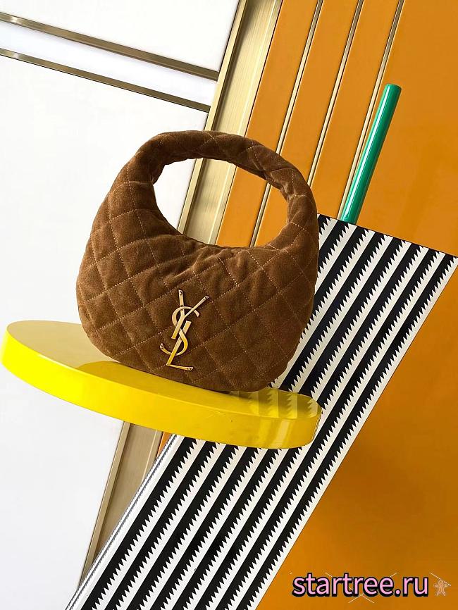YSL Saint Laurent ICARINO in quilted suede CARAMEL-17x13x3cm - 1