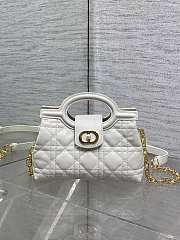 Dior Jolie Top Handle Mini Bag Latte Cannage Lambskin White-18.5x8.5x13cm - 1