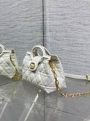 Dior Jolie Top Handle Mini Bag Latte Cannage Lambskin White-18.5x8.5x13cm - 5