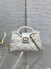 Dior Jolie Top Handle Mini Bag Latte Cannage Lambskin White-18.5x8.5x13cm - 4