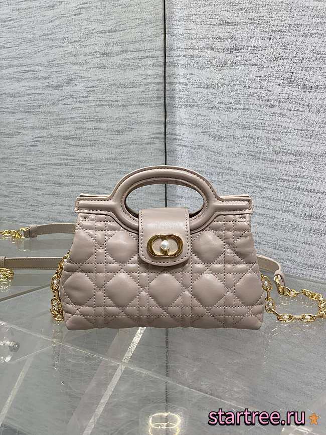 Dior Jolie Top Handle Mini Bag Powder Pink Cannage Lambskin-18.5x8.5x13cm - 1