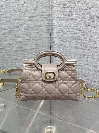 Dior Jolie Top Handle Mini Bag Powder Pink Cannage Lambskin-18.5x8.5x13cm