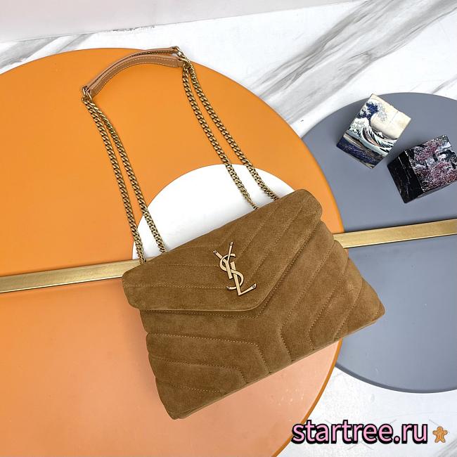 YSL SAINT LAURENT Loulou Small In Suede Brown - 1