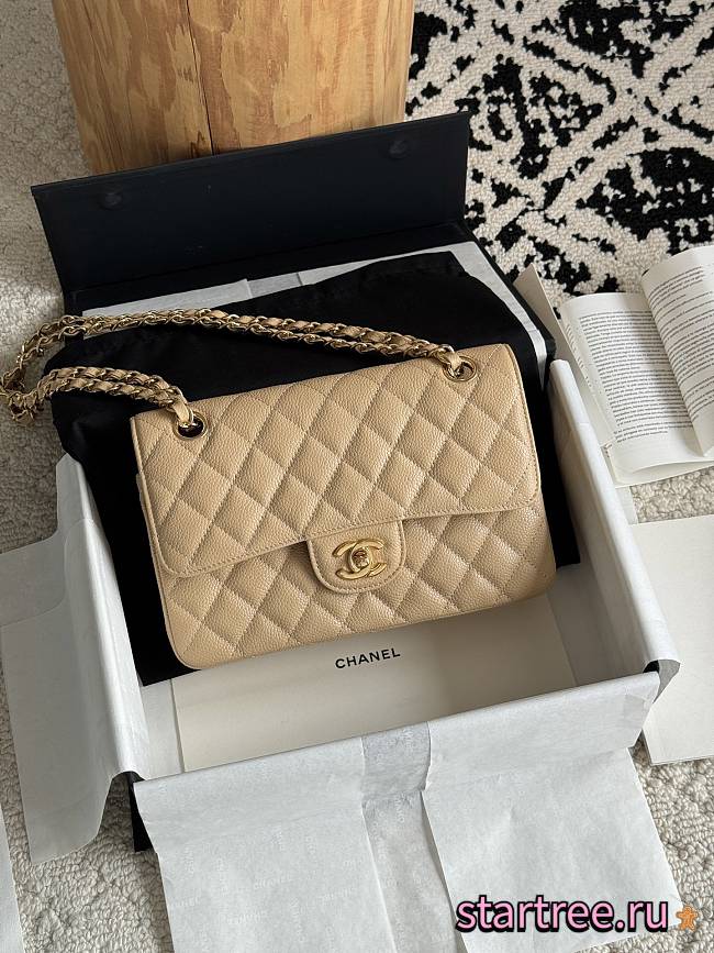 Chanel Small Classic Flap Bag Beige Gold Hardware-23cm - 1