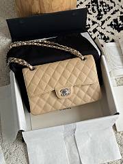Chanel Small Classic Flap Bag Beige Silver Hardware-23cm - 1