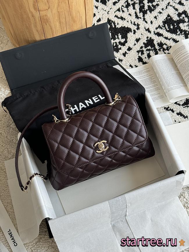 Chanel Coco Handle Small Women's Handbag Caviar Brown coffee 23cm - 1