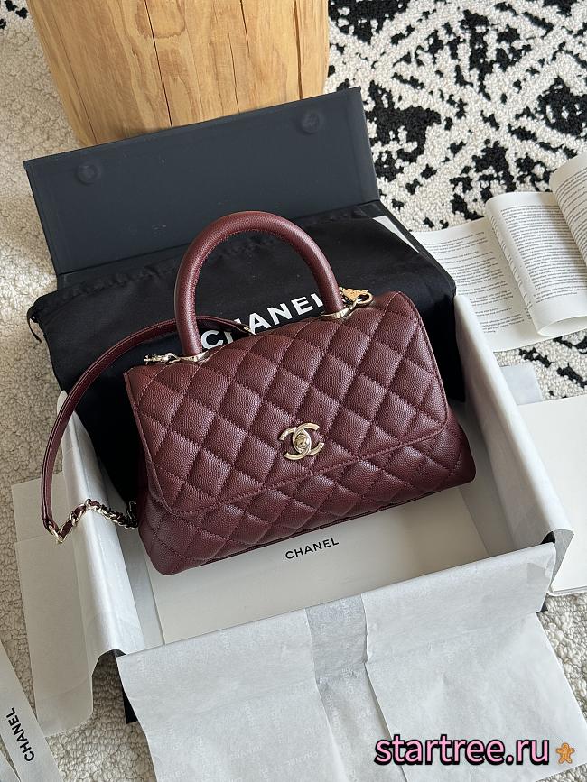 Chanel Coco Handle Small Women's Handbag Caviar Burgundy-23cm - 1
