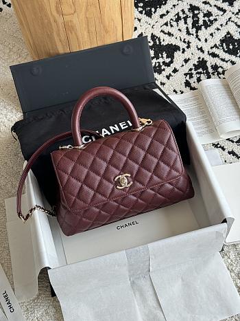 Chanel Coco Handle Small Women's Handbag Caviar Burgundy-23cm