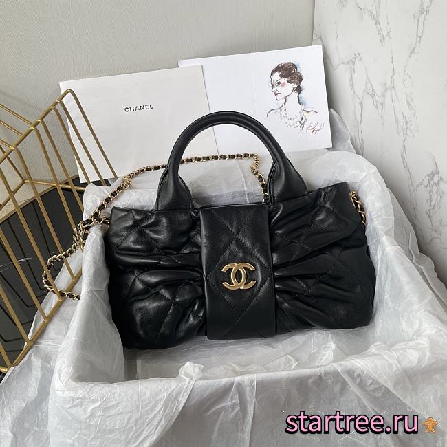 Chanel Small Bow Bag Leather Black -18x26x5cm - 1