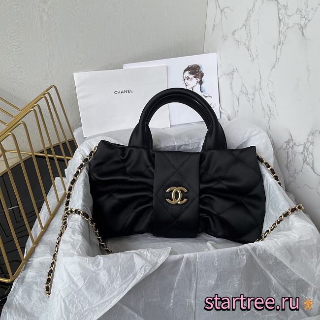 Chanel Small Bow Bag Satin Black -18x26x5cm - 1