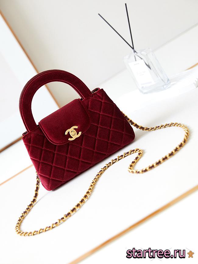 Chanel Kelly Velvet Bag Red-13*19*7cm - 1