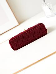 Chanel Kelly Velvet Bag Red-13*19*7cm - 4