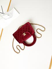 Chanel Kelly Velvet Bag Red-13*19*7cm - 2