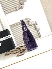 Chanel Kelly Velvet Bag Purple-13*19*7cm - 5